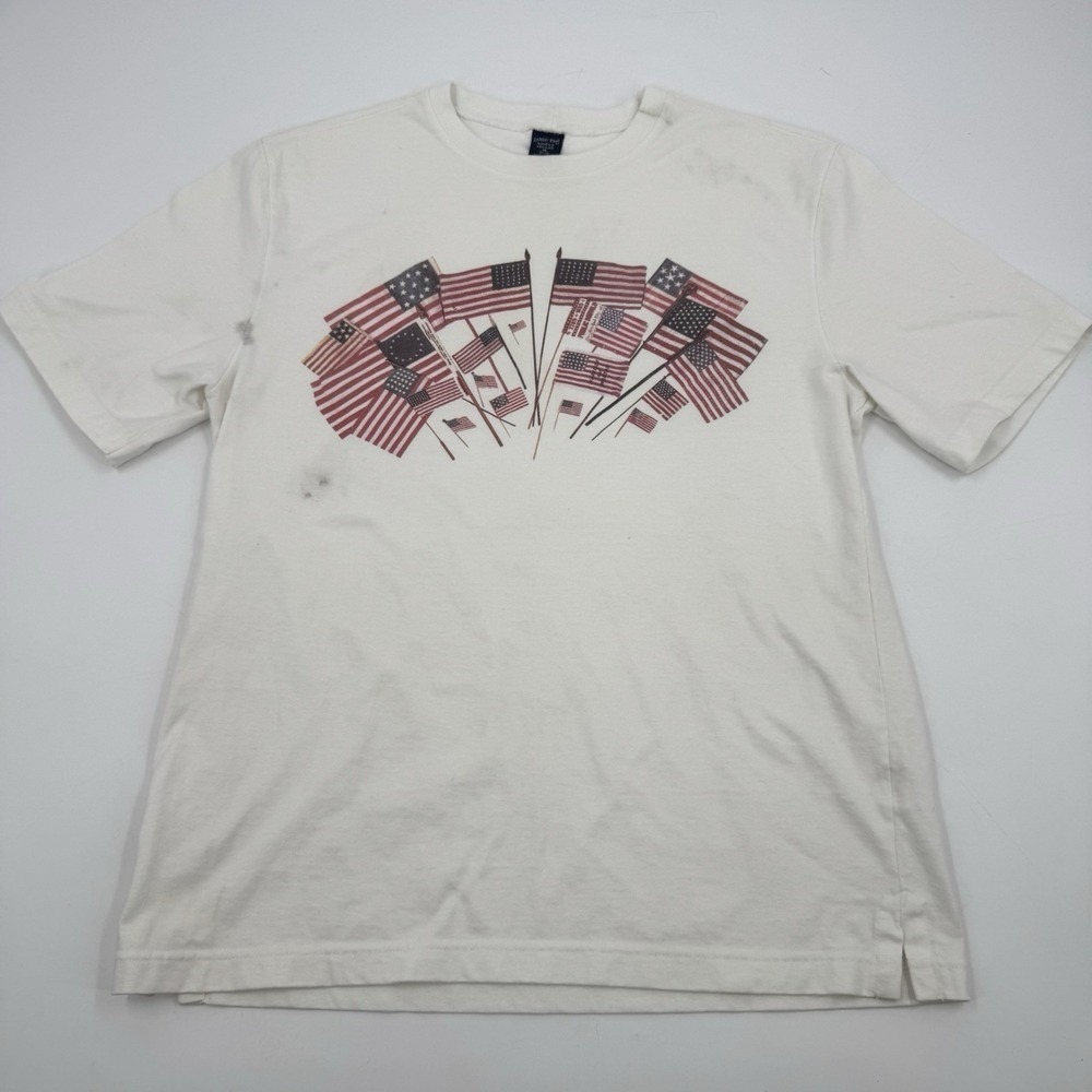 Vintage 90s Lands End White T-Shirt Women's‎ M Patriotic Cottage USA Medium